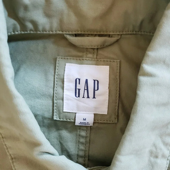 Gap Women’s Utility Cotton Open Pockets Jacket Olive Green Size Medium Button-Up - Picture 3 of 7